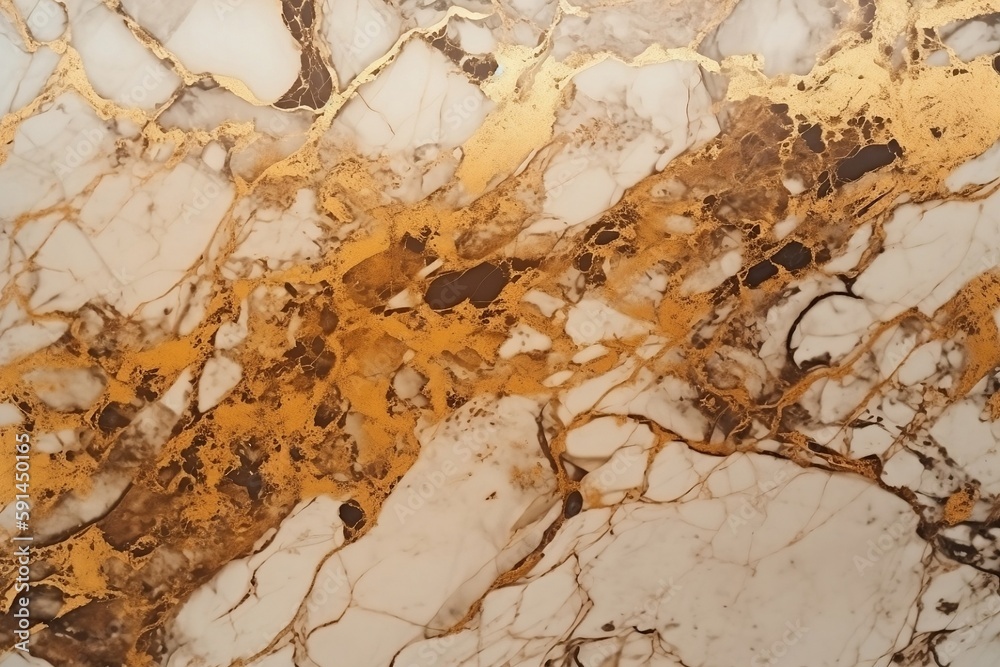 White and gold marble stone texture, generative ai