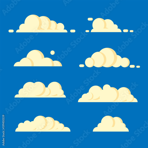 set of cloud illustrations with neat shading