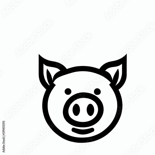 avatar cartoon pig icon isolated on white background