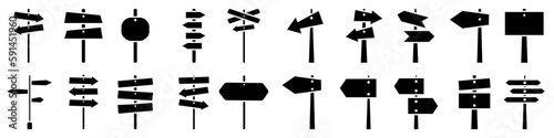 Direction board icon vector set. pointer illustration sign collection. route symbol.