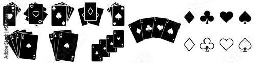 Playing cards vector icon set. poker illustration sign collection. casino symbol. gambling logo.