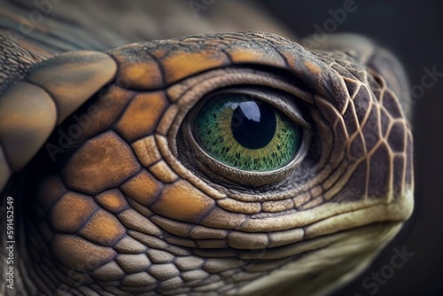 Closeup Photograph of a Large Turtle. Generative AI