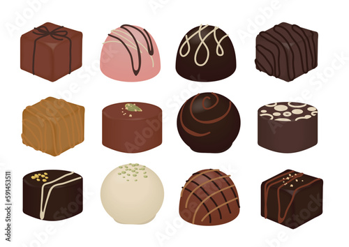 おいしそうなスイーツ　高級チョコレートのイラスト素材　おやつ　バレンタイン