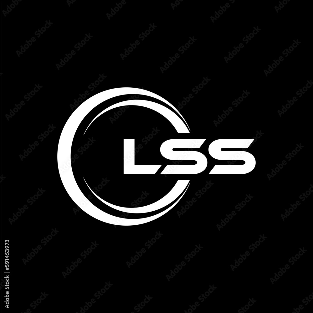 LSS letter logo design with black background in illustrator, cube logo