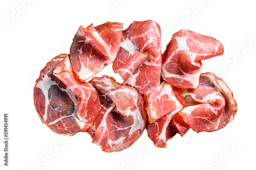 Coppa, Capocollo, Capicollo meat.  Isolated, transparent background