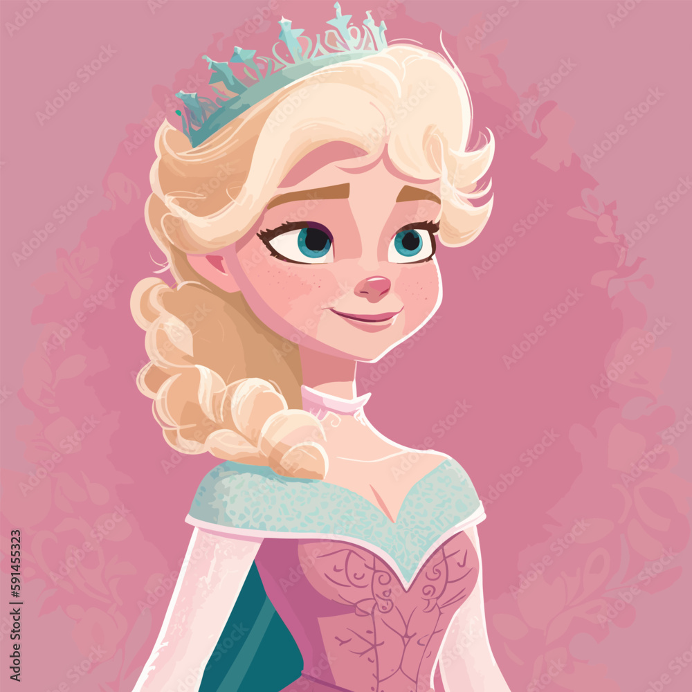 Beautiful cute princess with long braided hairstyle holding her long white dress vector illustration
Beautiful cute princess with long braided hairstyle holding her long white dress vector illustration
