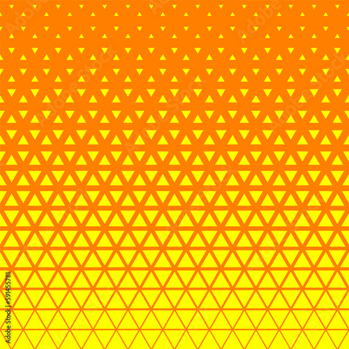 Yellow orange halftone triangles pattern. Abstract geometric gradient background. Vector illustration.