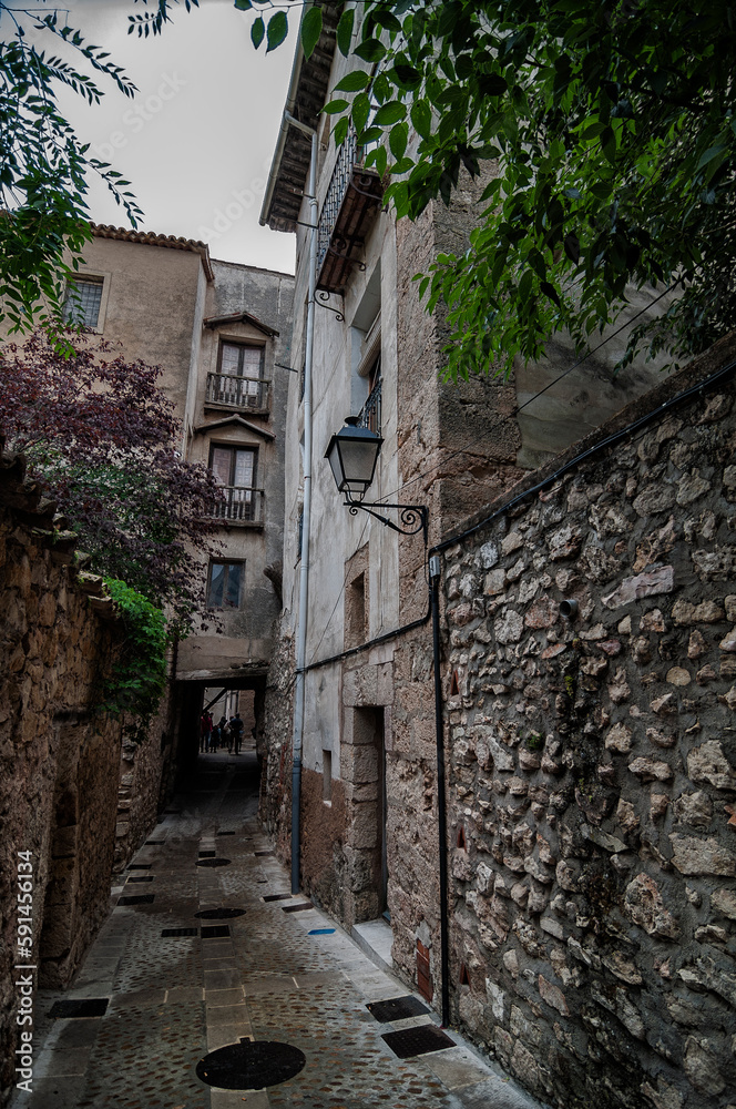 the narrow streets of medieval city of Cuenca, Spain