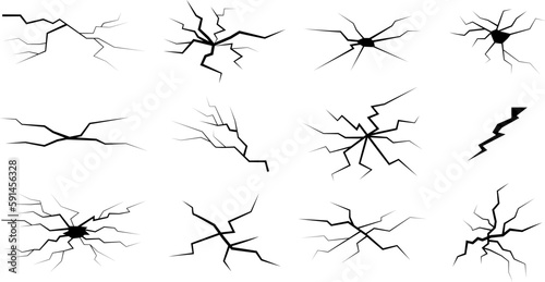 Abstract crack vector set for decoration design.