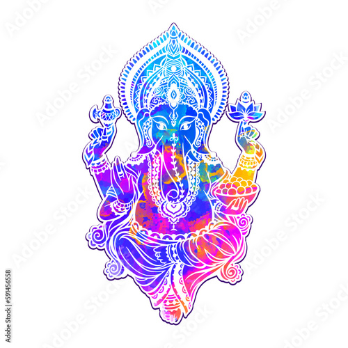 lord Ganesh image. God with elephant head. vector Illustration