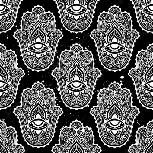 Hamsa Hand of Fatima . Vector illustration. Ethnic amulet Indian, Arabic, Jewish ornaments