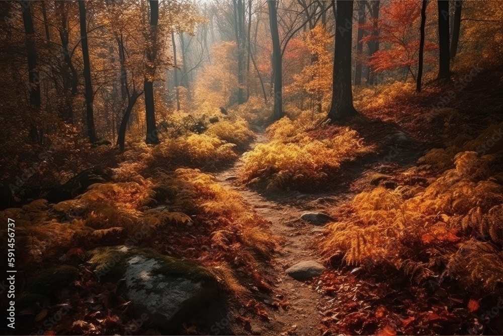 Obraz premium autumn in the forest made with generative ai