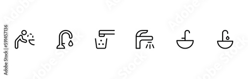 Water Fountain Drinking Fountain Water tap. editable stroke outline icon isolated on white background flat vector illustration.