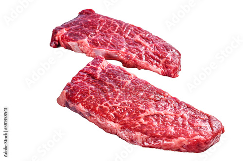 Marble beef Denver steak. Organic meat.  Isolated, transparent background
