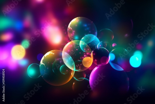 Vibrant Bokeh Background with Neon Lights and Round Shapes, Generative AI