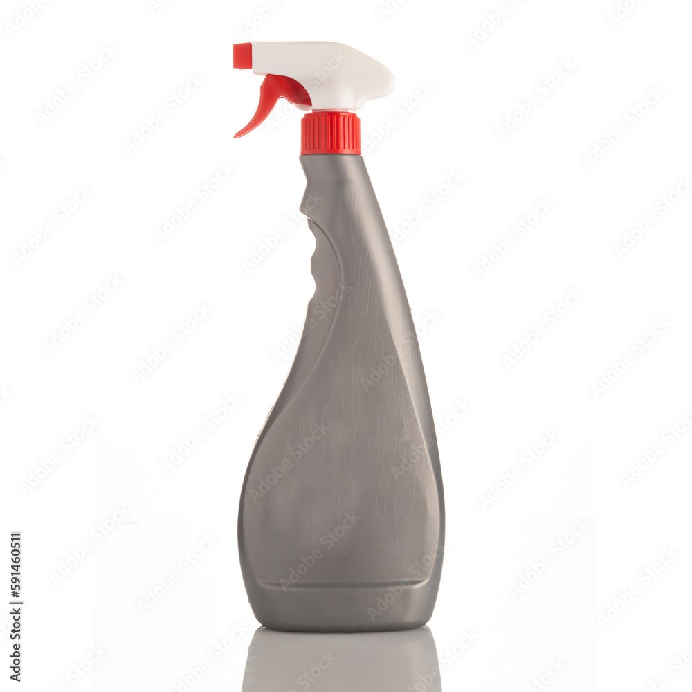 Spray bottle isolated on white background. Clipping path included.
