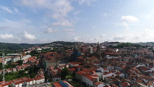 Aerial View Cathedral and City of Santiago De Compostela Galicia Spain