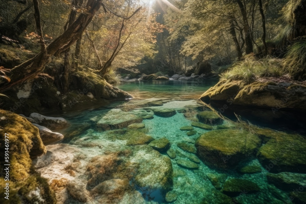 river in the woods made with generative ai river in the woods made with generative ai