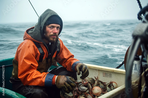  Bering Sea   fishing for crabs . AI generativ. photo