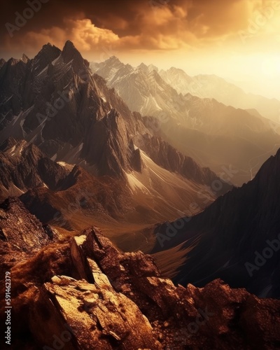 sunset in the mountains made with generative ai © dirgananda