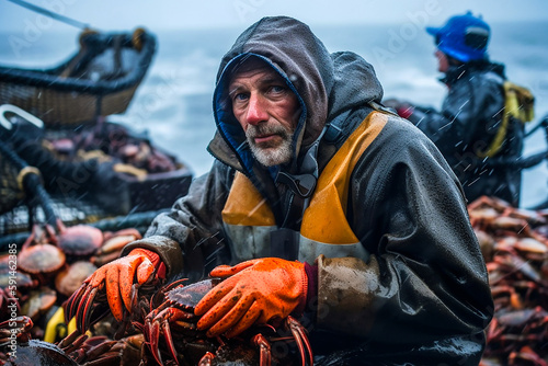  Bering Sea fishing for crabs . AI generativ.
