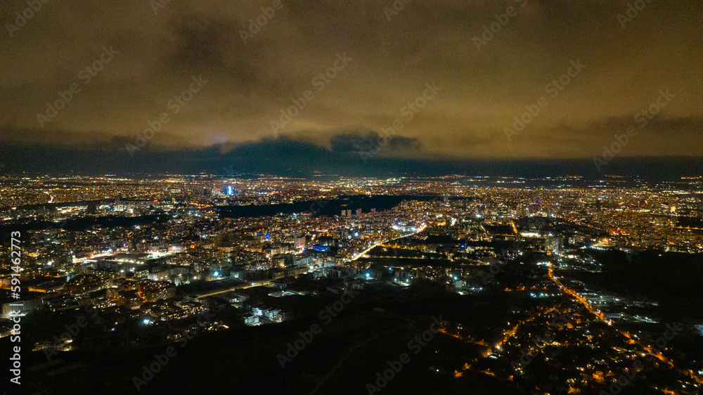 A Night Cityscape View Over Sofia
