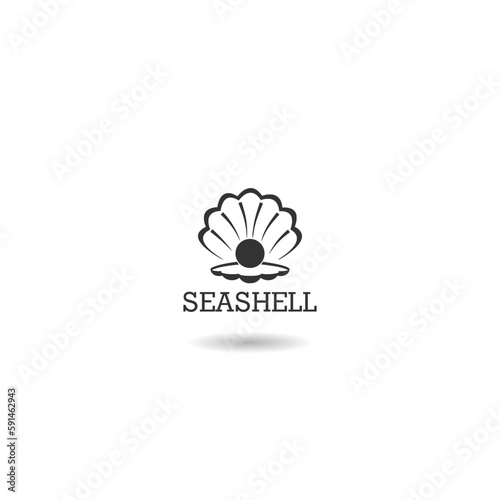 Seashell flat logotype icon with shadow