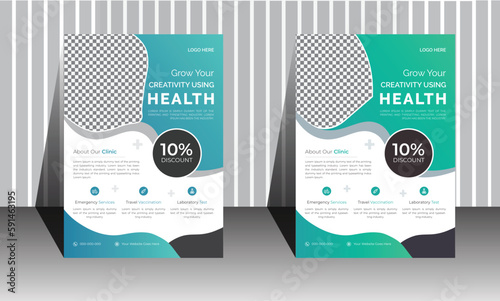 
Modern Healthcare or medical flyer, cover design layout space for photo background, poster flyer pamphlet, A4 size colorful vector design.
