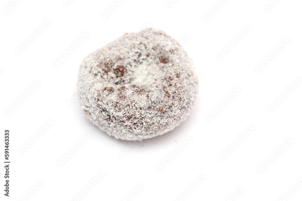 Donut isolated on white background. Sweet donuts with icing sugar. Donut isolated on white background. Sweet donuts with icing sugar.
