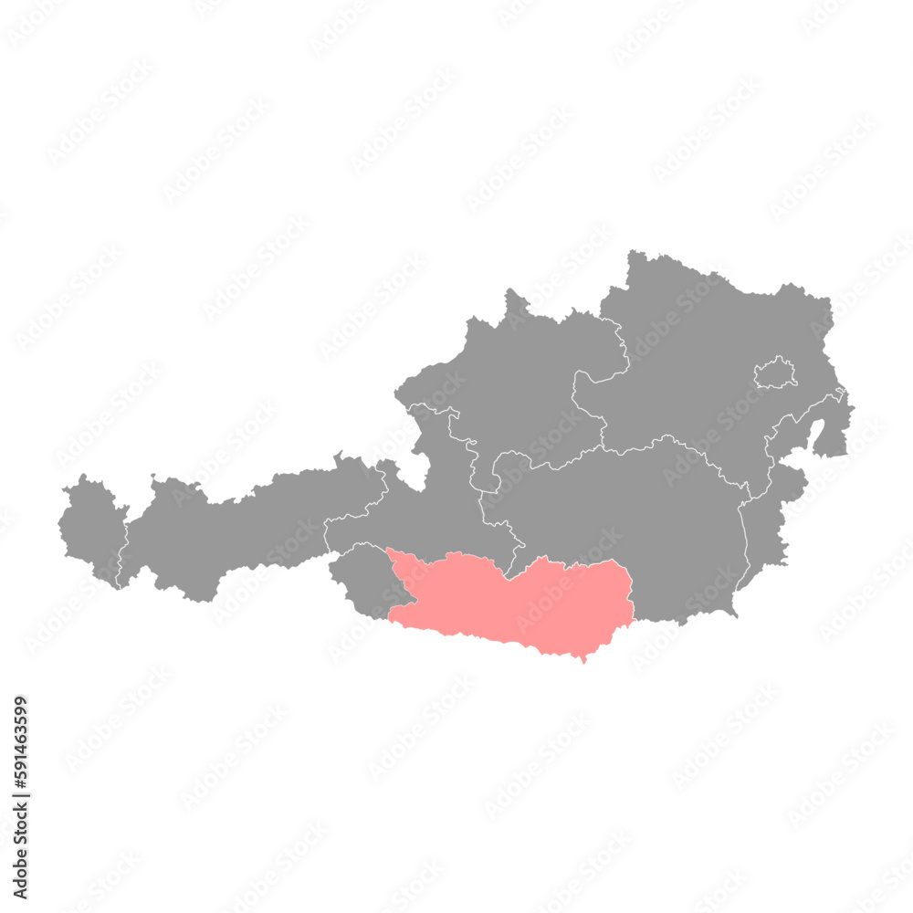 Carinthia state map of Austria. Vector illustration.