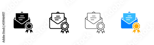 Certified document. Icons in different styles, colored, certificate. Vector icons.