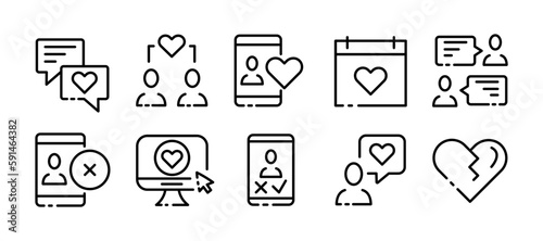 Find a couple. Line icon, black, find a soul mate. Vector icons.