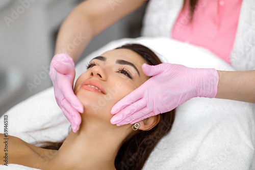 Facial acupuncture,Cosmetology service,cosmetic facial procedure, Acne therapy