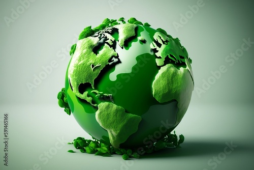 Green Globe Representing World Environment and Earth Day. Generative AI