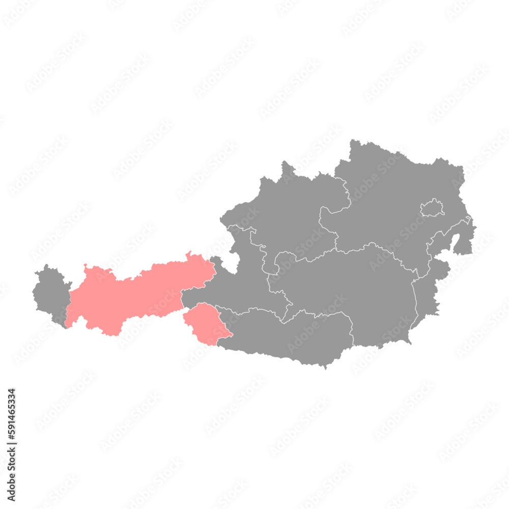 Tyrol state map of Austria. Vector illustration.