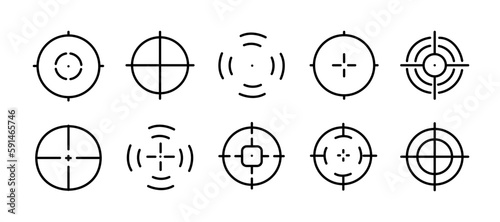 Aim. Line icon, black, set of sights. Vector icons.