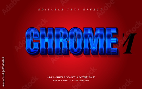 Blue chrome editable text effect template