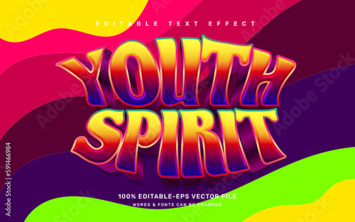 Youth spirit, groovy quote editable text effect template