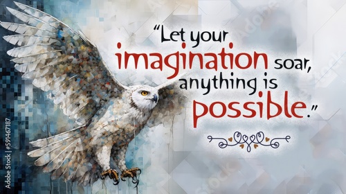 An owl and a wise quote for the school, classroom or a nursery. Created with generative AI technology.