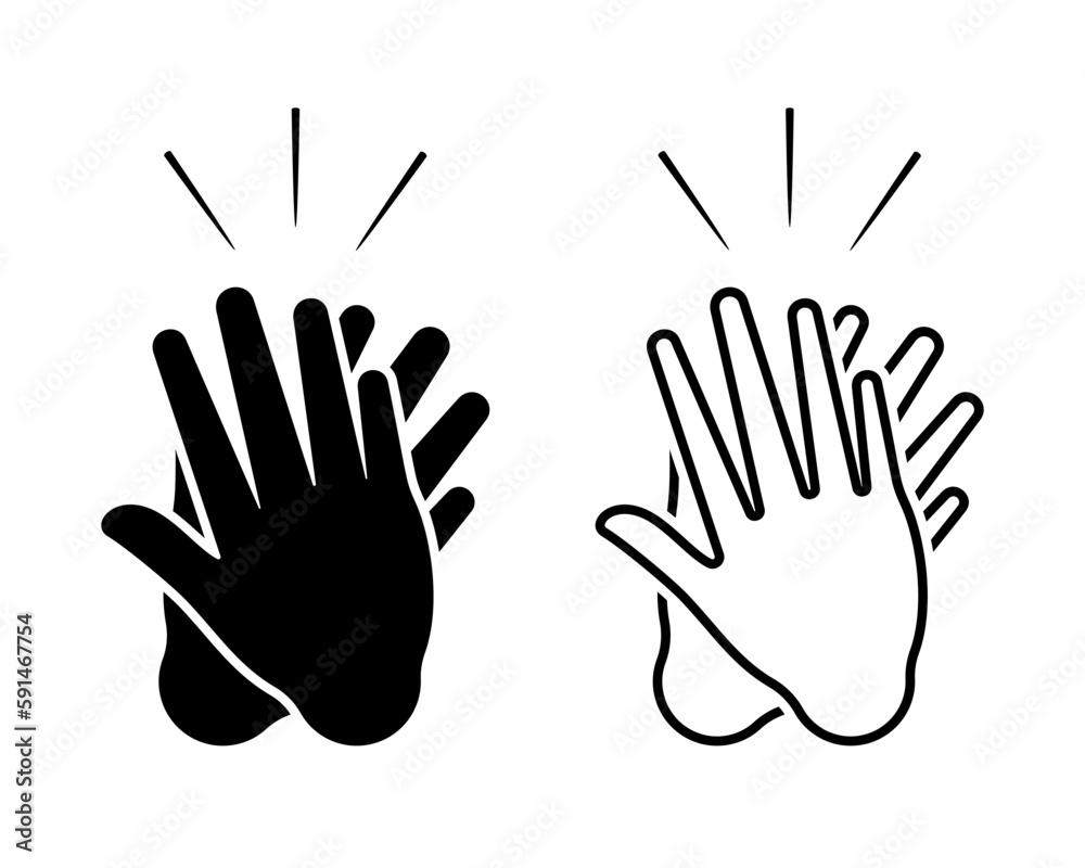 Fototapeta premium Clapping hands gesture vector illustration icon set. High five applaud congratulate support body language cutout line silhouette pictogram