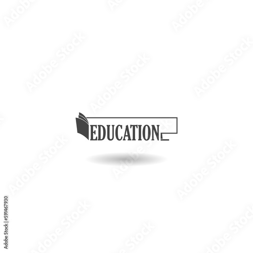Online education logo icon with shadow