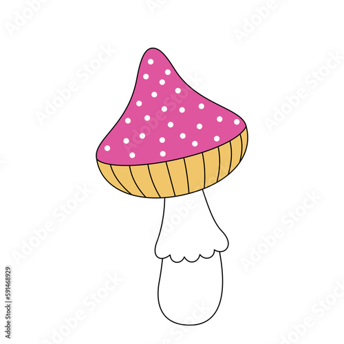 Retro groovy trippy mushroom. Hippie psychedelic fly agaric fungus. Hippy vintage cartoon hallucinogenic amanita. Trendy nostalgic y2k pop culture design. Isolated vector eps funky element