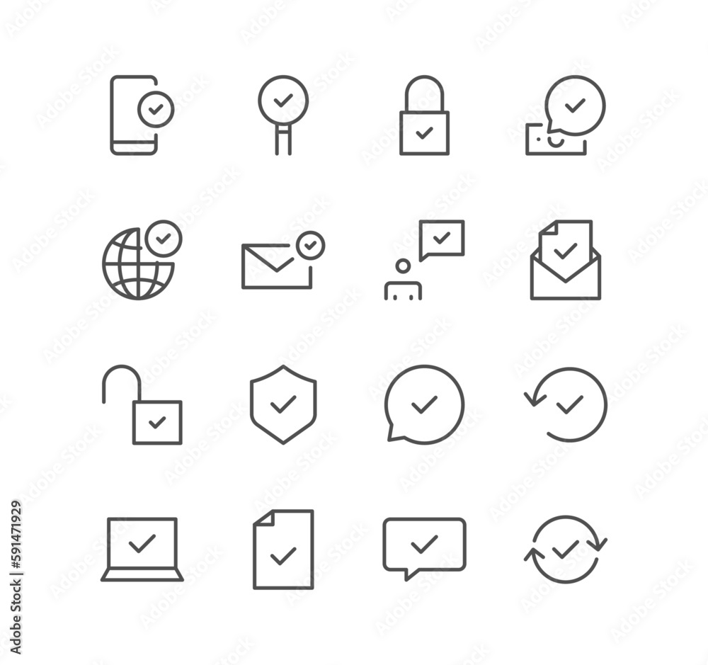 Set of approve and confirm icons, tick, choice, shield, document, folder and linear variety vectors.
Set of approve and confirm icons, tick, choice, shield, document, folder and linear variety vectors.