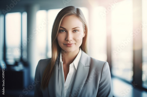 Smiling female business woman Generative AI