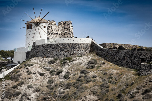 Typical windmill in Santorini, Greece