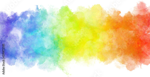 カラフルな水彩の筆の跡。飛沫、帯。透過背景