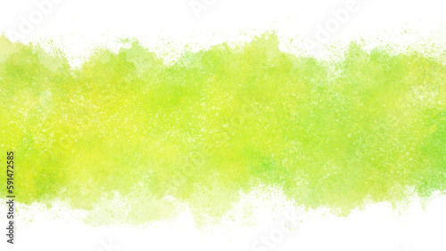 緑の水彩ペイント背景。シンプルな抽象背景素材。透過背景