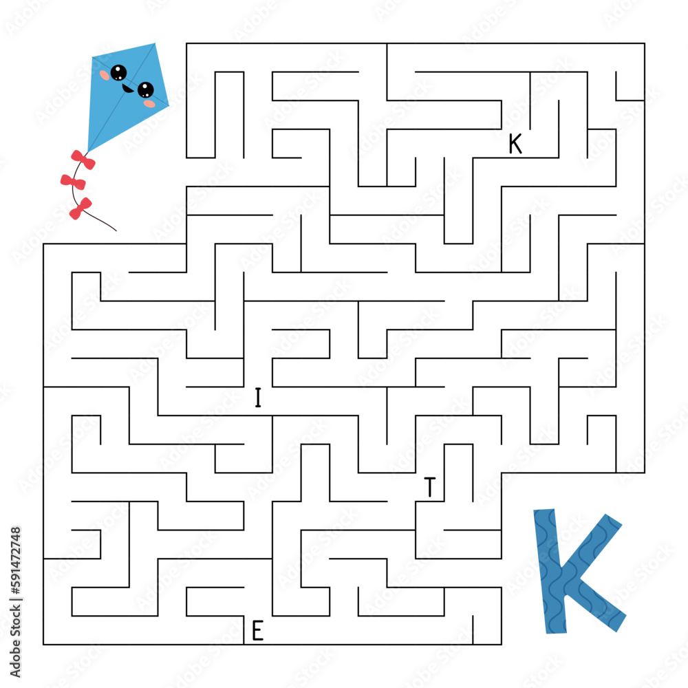 ABC maze game. Educational puzzle for children. Labyrinth with letters