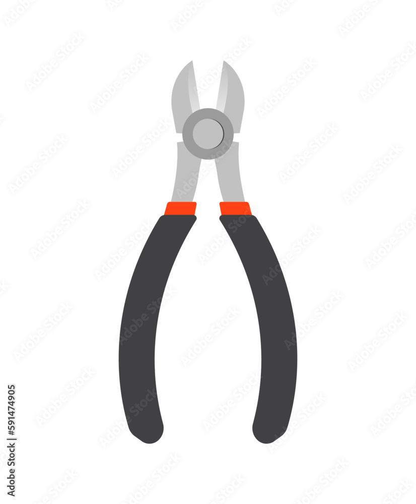 Flat Wire Cutter Plier Isolated Vector Illustration Flat Wire Cutter Plier Isolated Vector Illustration