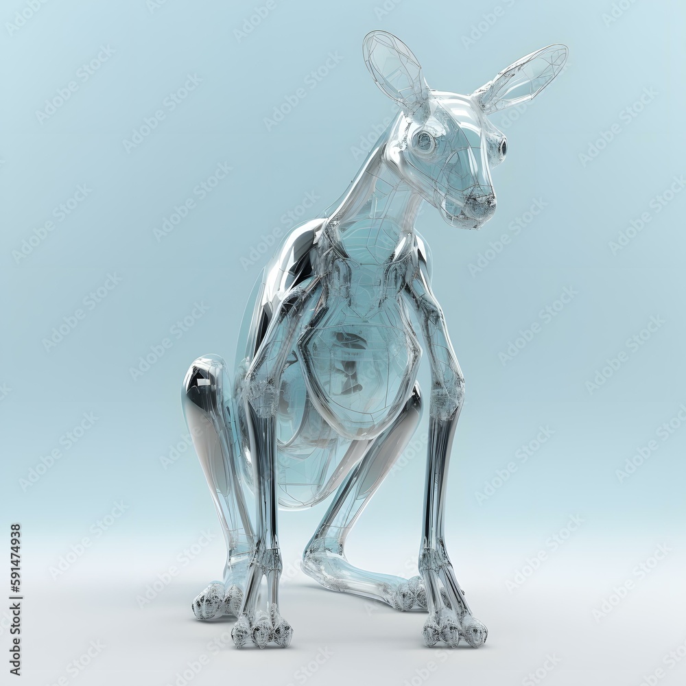 future technology sense glass art kangaroo  --generative AI